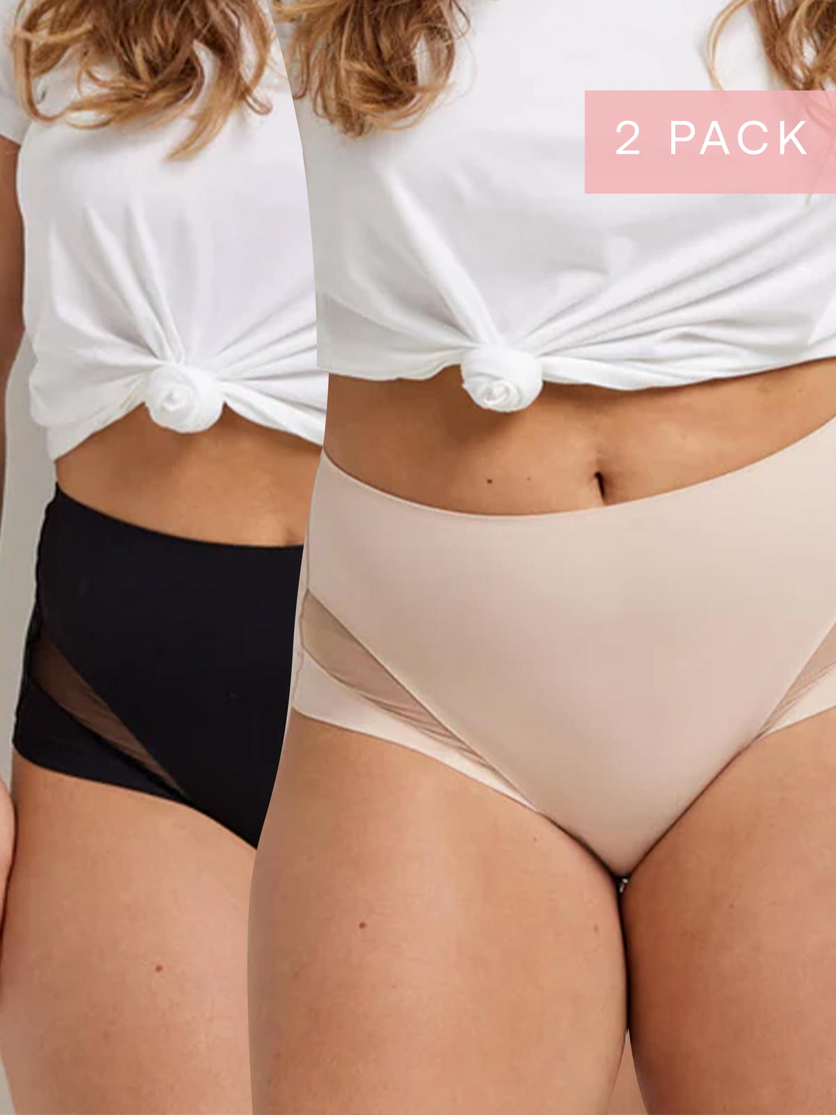 2 Pack Sleek & Smooth Full Brief in Black & Blush by Kayser Lingerie