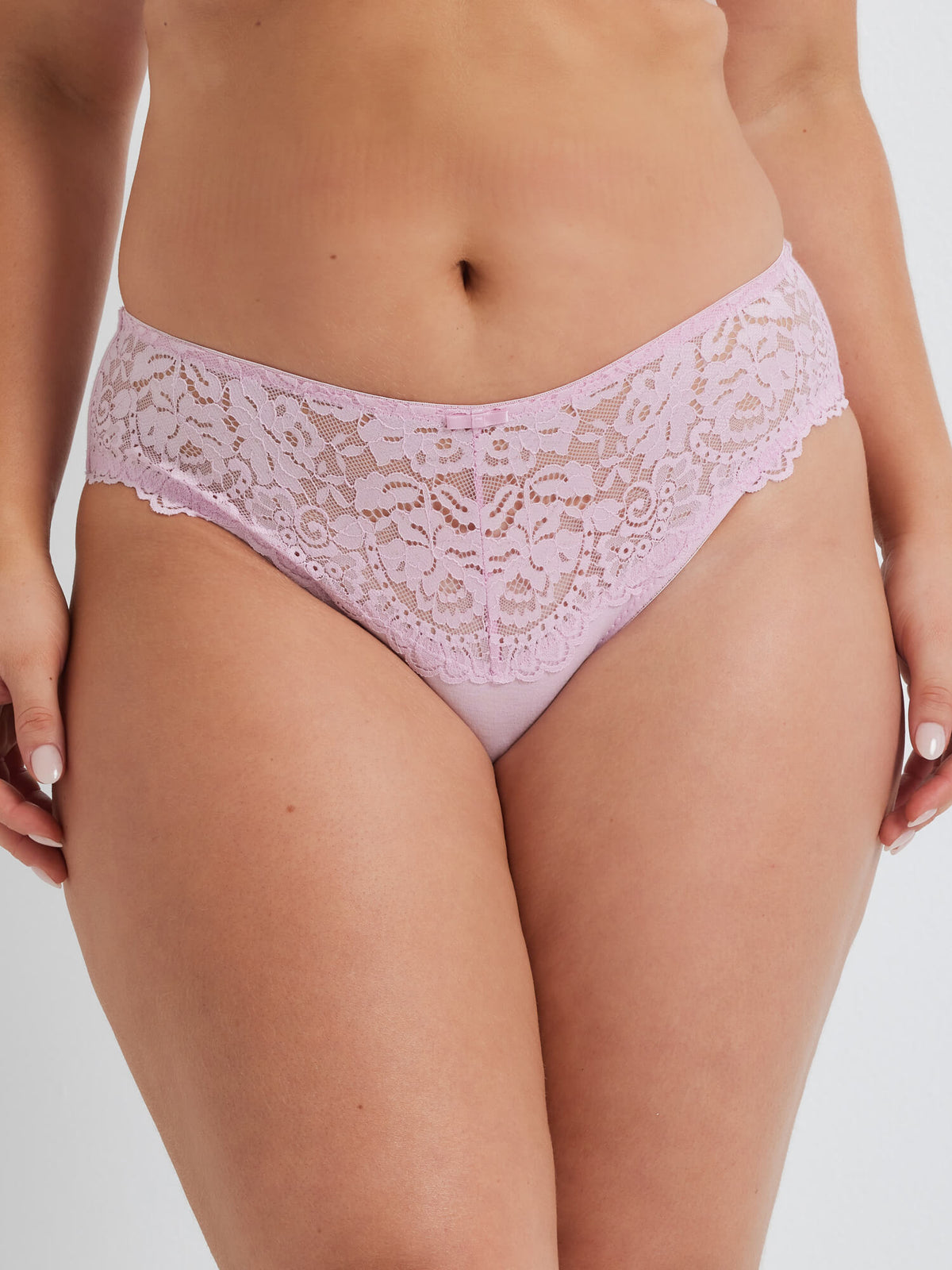 219 Daily Essentials Stretch Lace & Cotton Hi-Cut in Lilac Purple by Kayser Lingerie