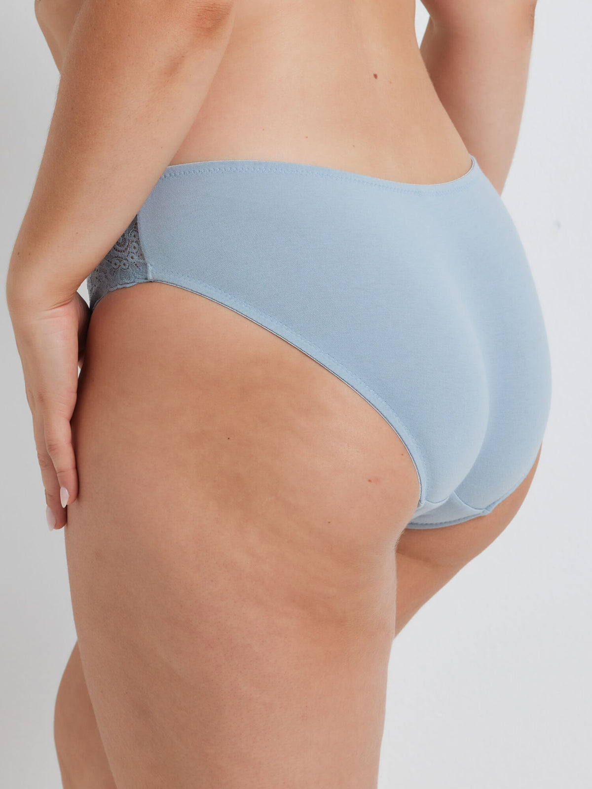 Daily Essentials Cotton & Lace Hi Cut Brief in Sky Blue by Kayser Lingerie