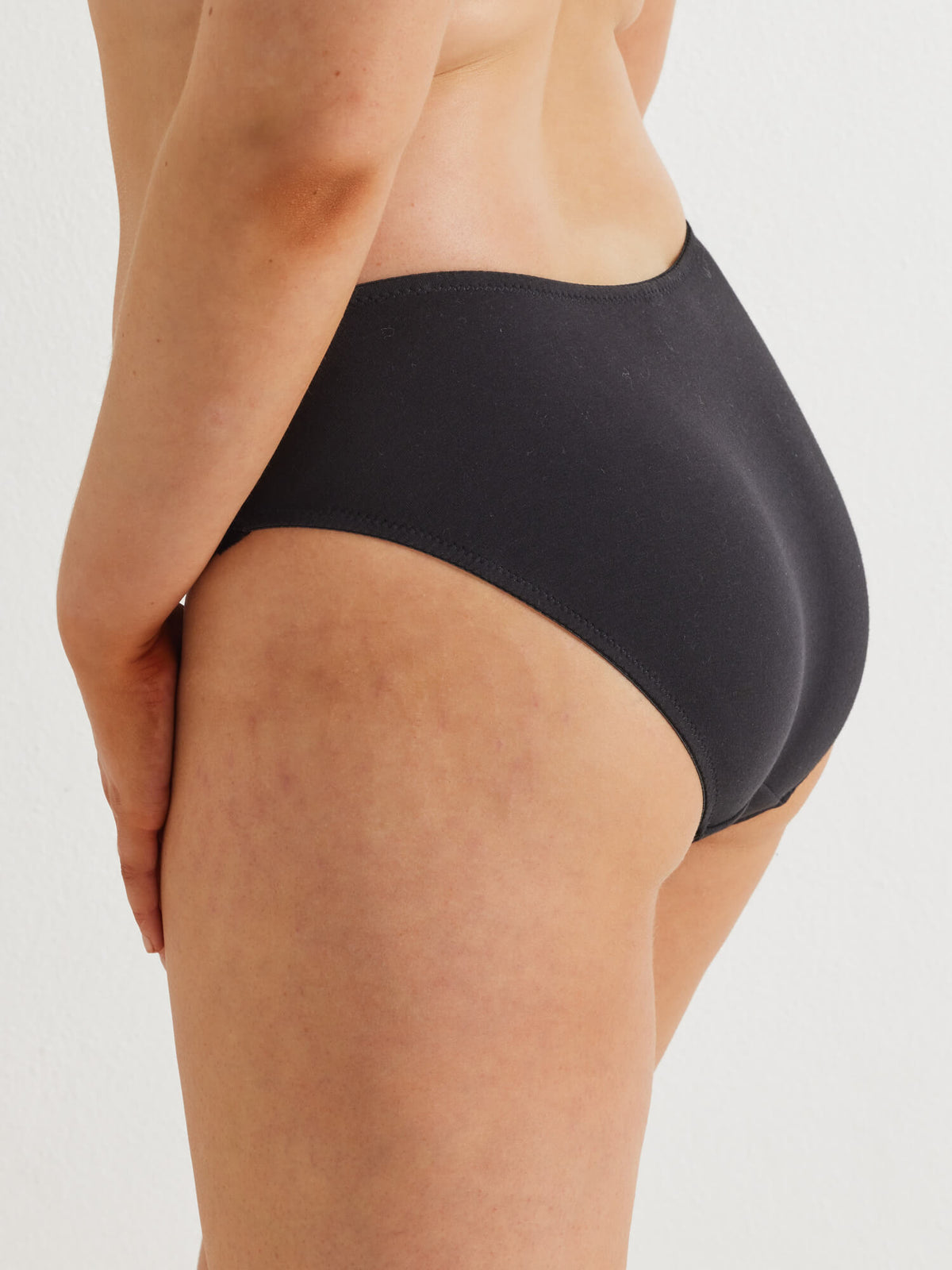 Cotton & Lace Hi Cut Brief in Black - Kayser Lingerie