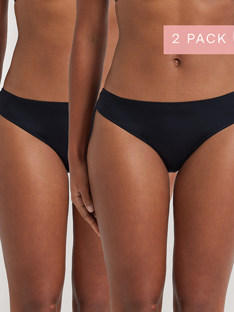 2 Pack Brazilian Bombshell Bikini in Black by Kayser Lingerie