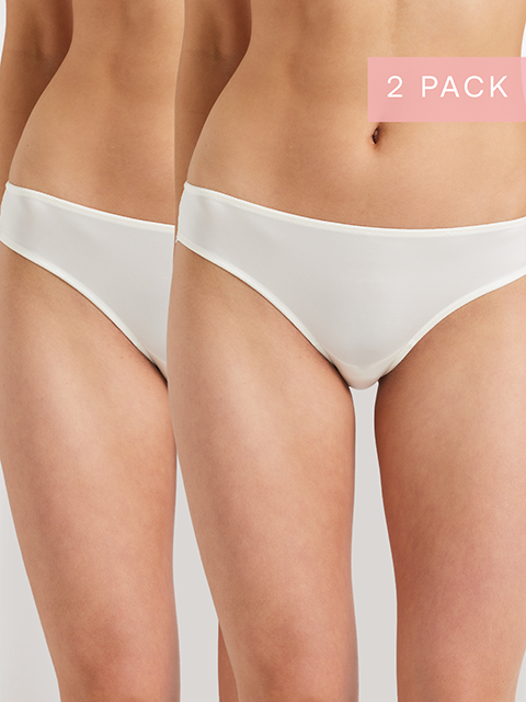 2 Pack Brazilian Bombshell Bikini in Ivory by Kayser Lingerie