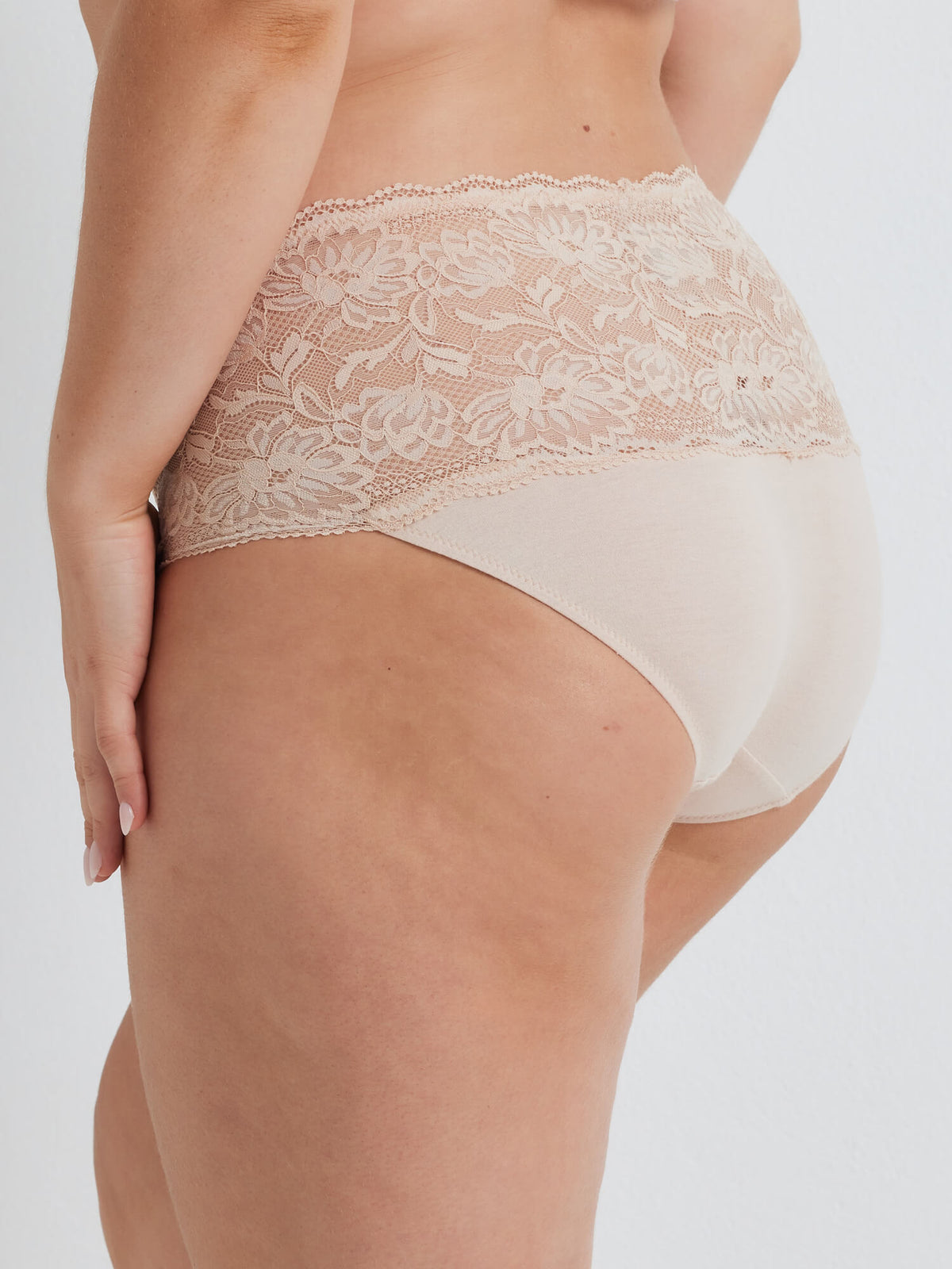 2 Pack 465N Daily Essentials Cotton & Floral Lace Full Brief in Honey Beige & Smoke Grey by Kayser Lingerie