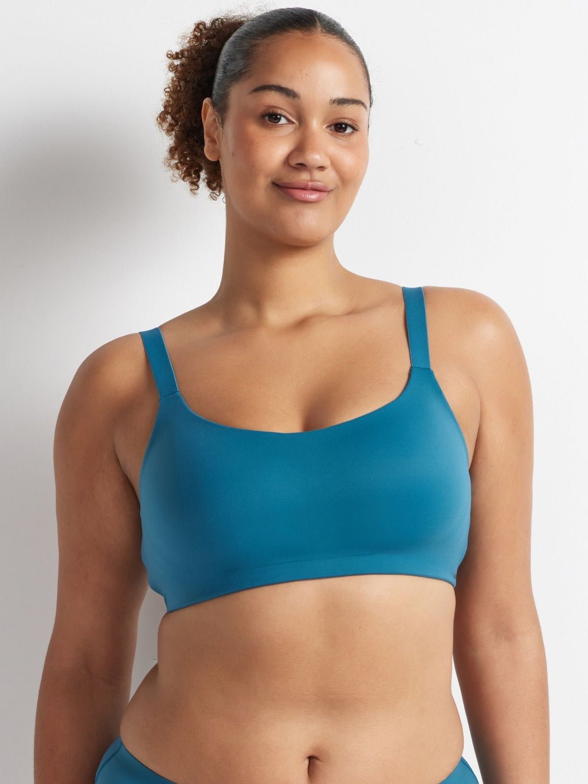 Alive Wire-Free Bandeau Bra in Blue Coral by Kayser Lingerie