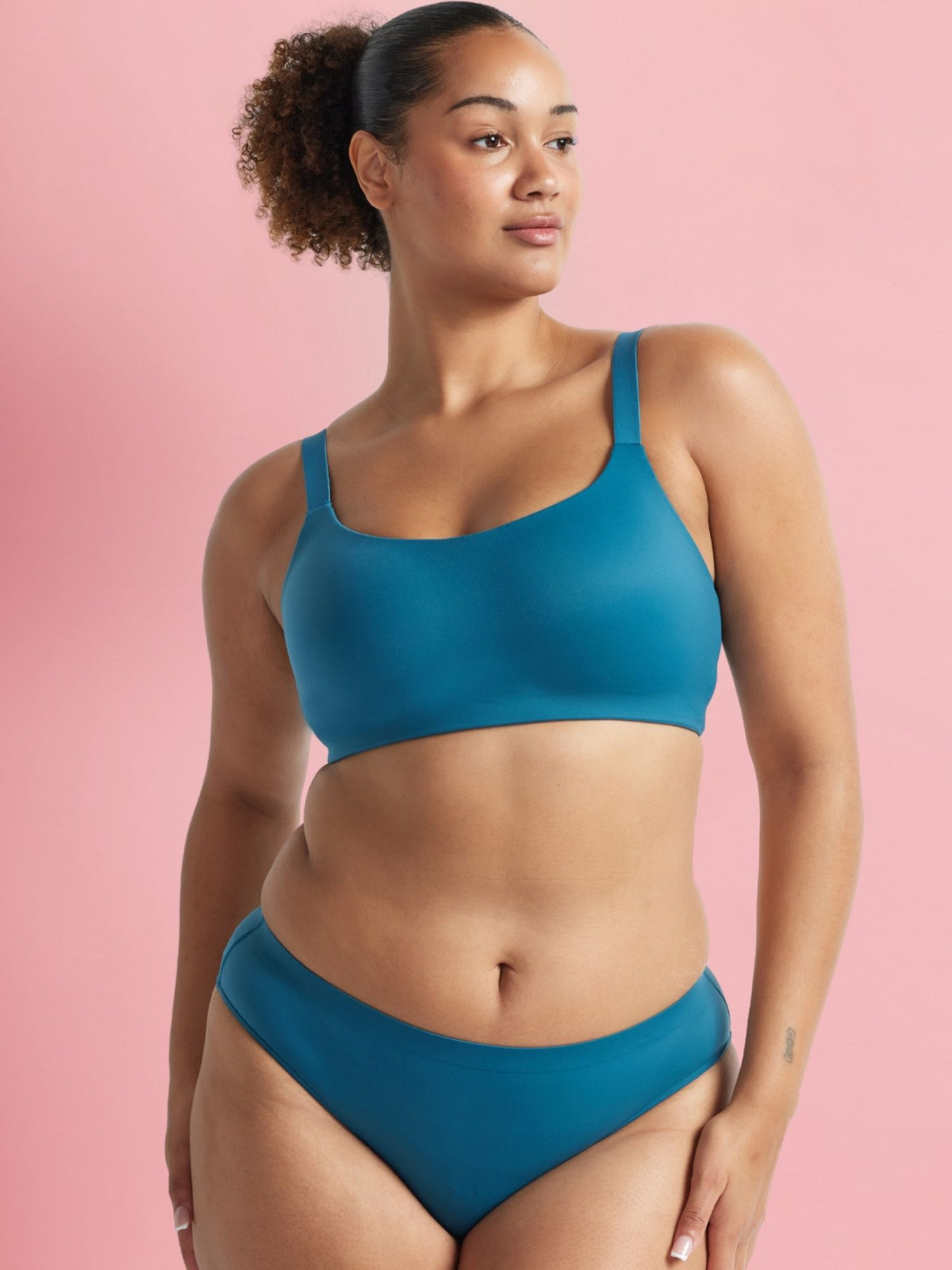 Alive Wire-Free Bandeau Bra in Blue Coral by Kayser Lingerie