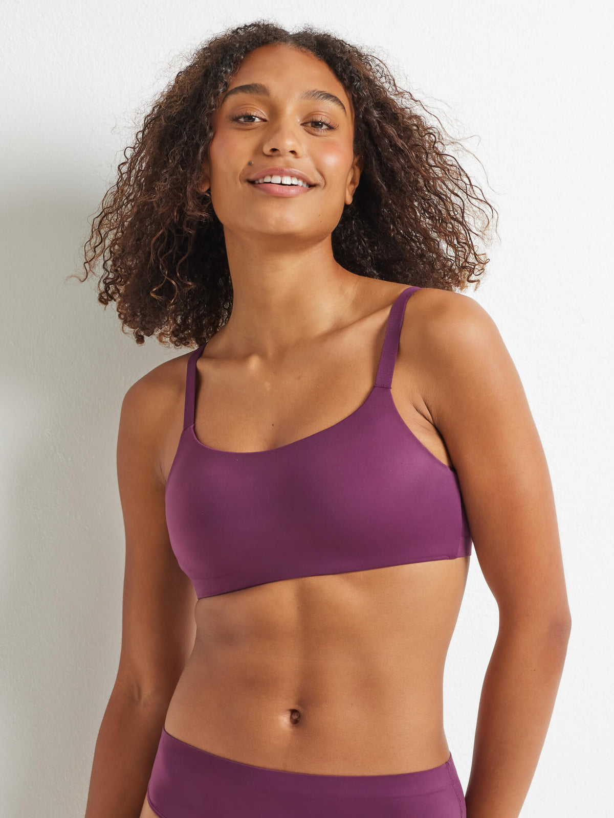 Alive Bandeau Wire-Free Bra in Midnight Plum by Kayser Lingerie