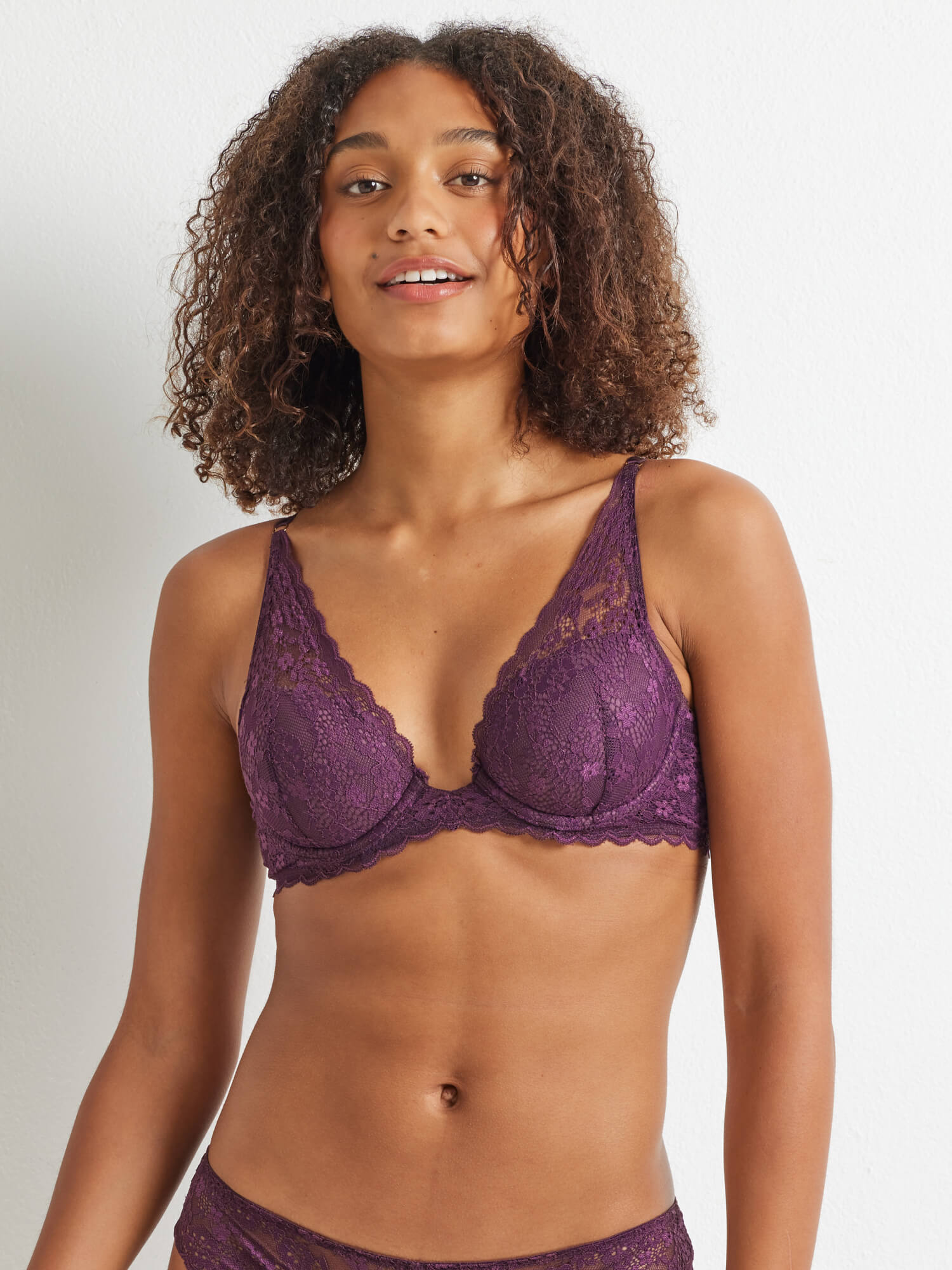 Be Free High Apex Plunge Bra in Midnight Plum by Kayser Lingerie