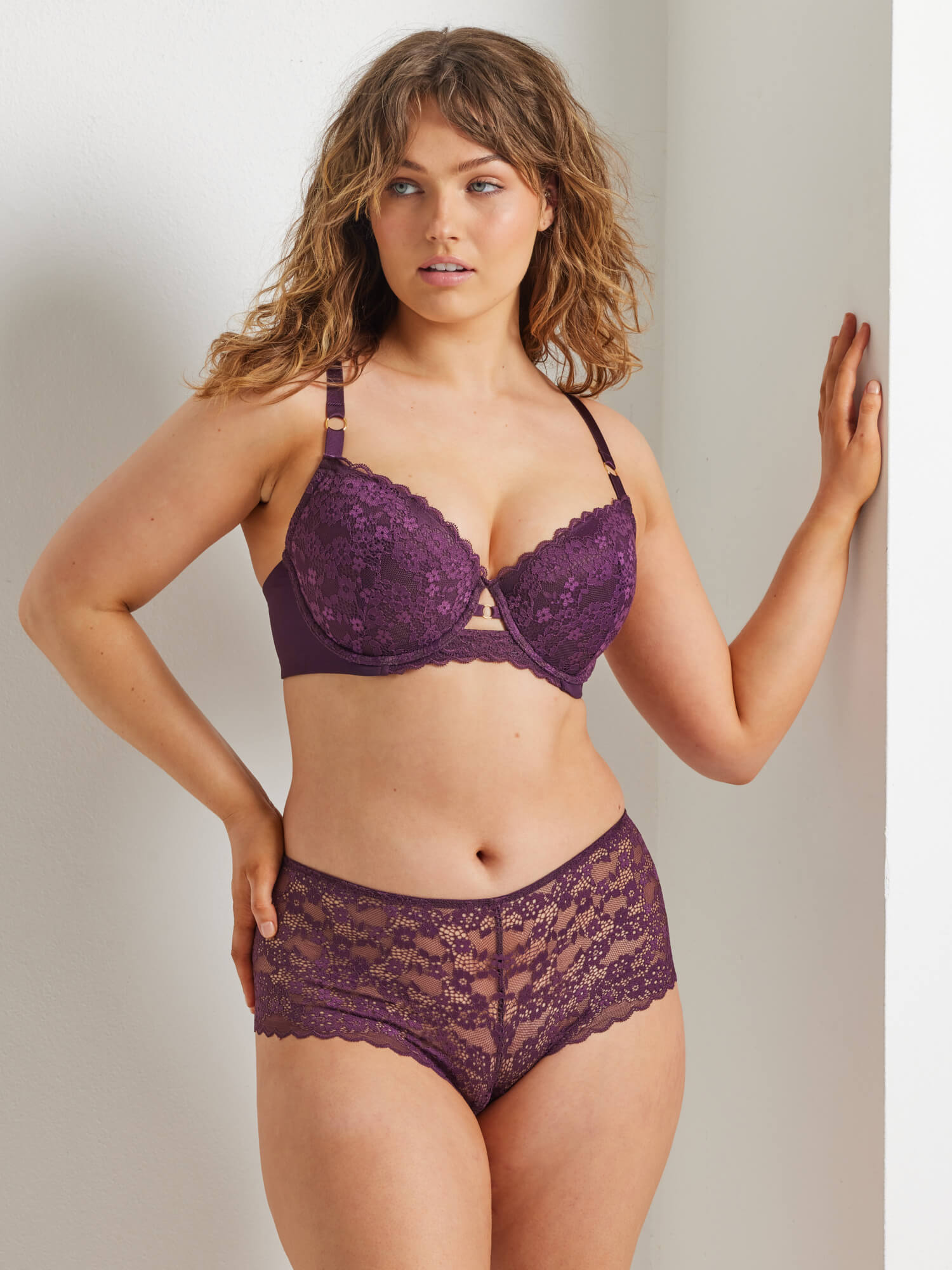 Be Free Lace Balconette Bra - Purple - DD+ Sizes by Kayser Lingerie