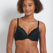 NEW Be Real Smooth Lace Plunge Push-Up Bra in Black by Kayser Lingerie