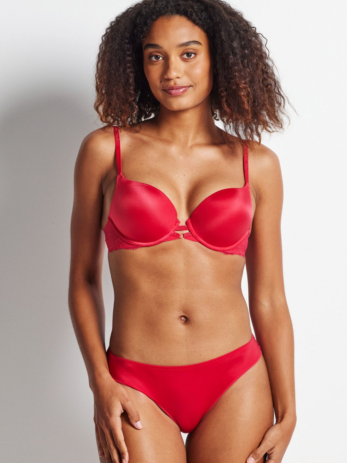 Mae wears the Kayser Lingerie Bombshell Bikini in Raspberry