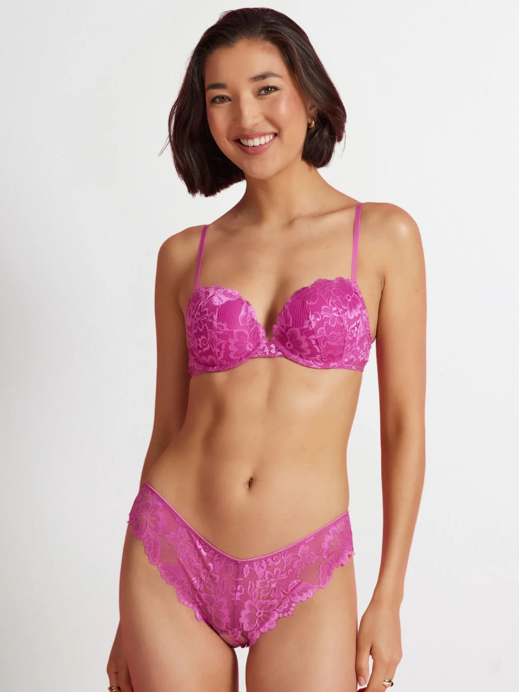 2 Pack Cheeky Lace Brazilian Bikini in Super Pink by Kayser Lingerie