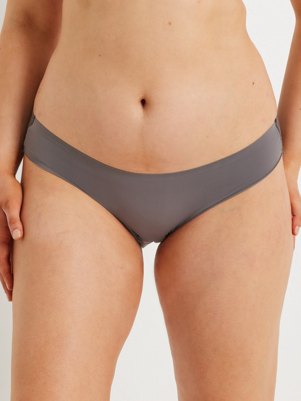 Galloon Lace Back Bikini Brief in Charcoal Grey by Kayser Lingerie