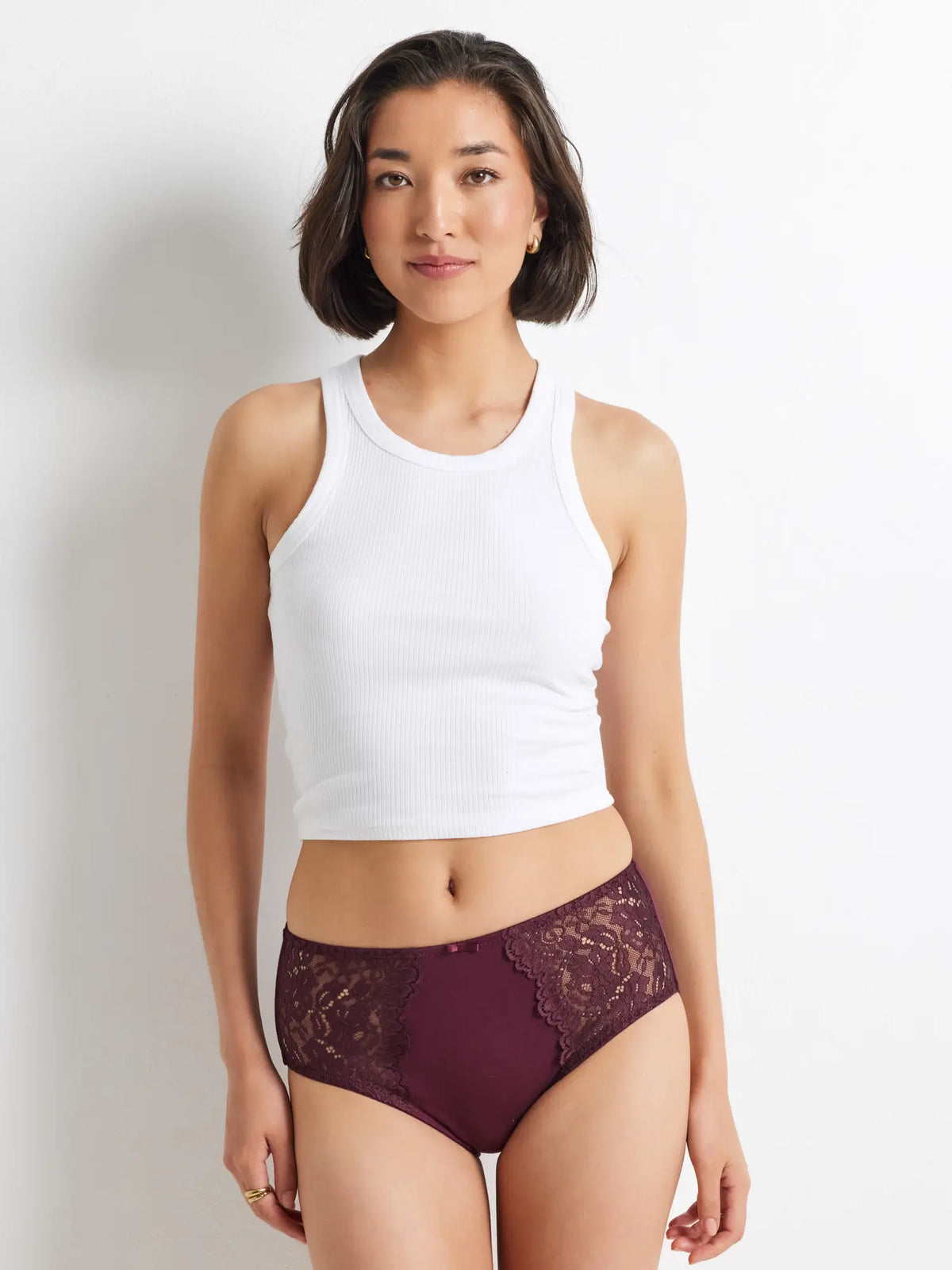 2-Pack Stretch Lace & Cotton Full Brief (219) in Cherry Red & Black by Kayser Lingerie