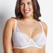 Hold Up Epic Lace Underwire Bra in White by Kayser Lingerie