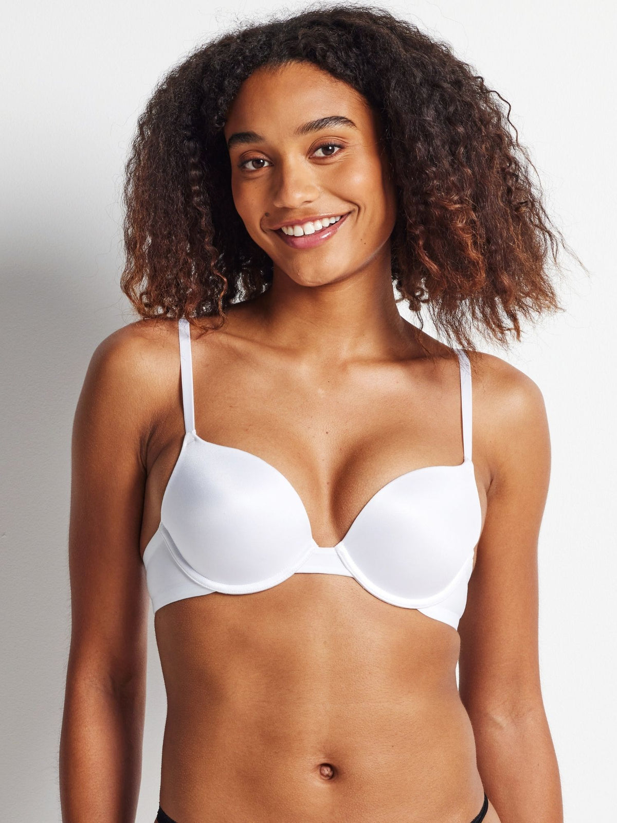 White Brazilian Smooth Push-Up Bra with clean plunge neckline