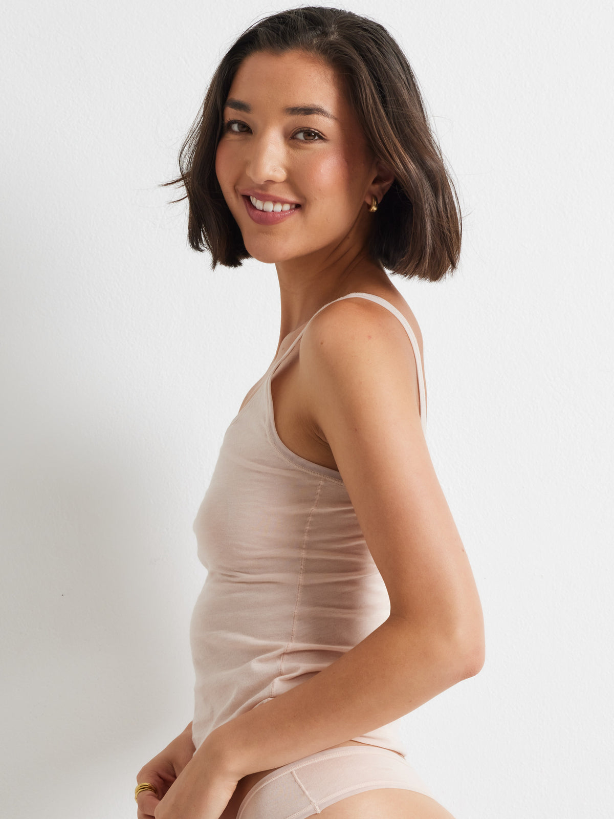 Pure Cotton Singlet Cami in Honey Beige by Kayser Lingerie