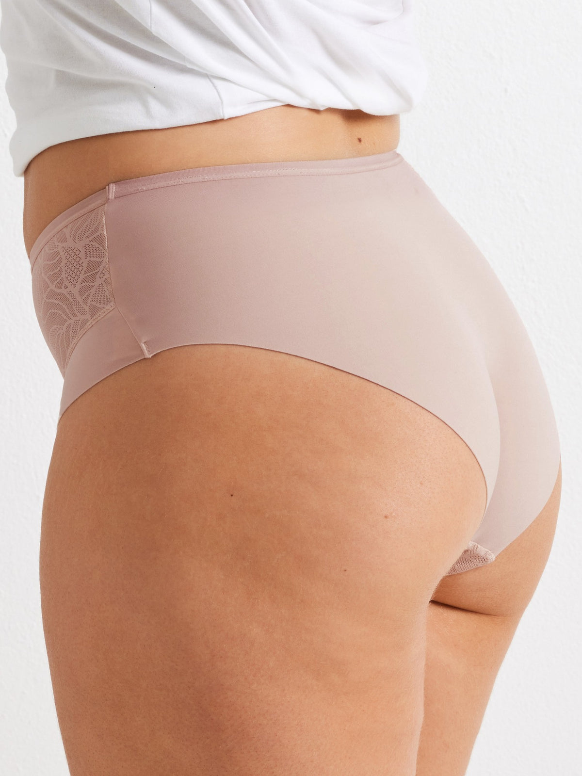 2 Pack Sleek & Smooth Lace Mid Rise Brief in Blush Pink by Kayser Lingerie