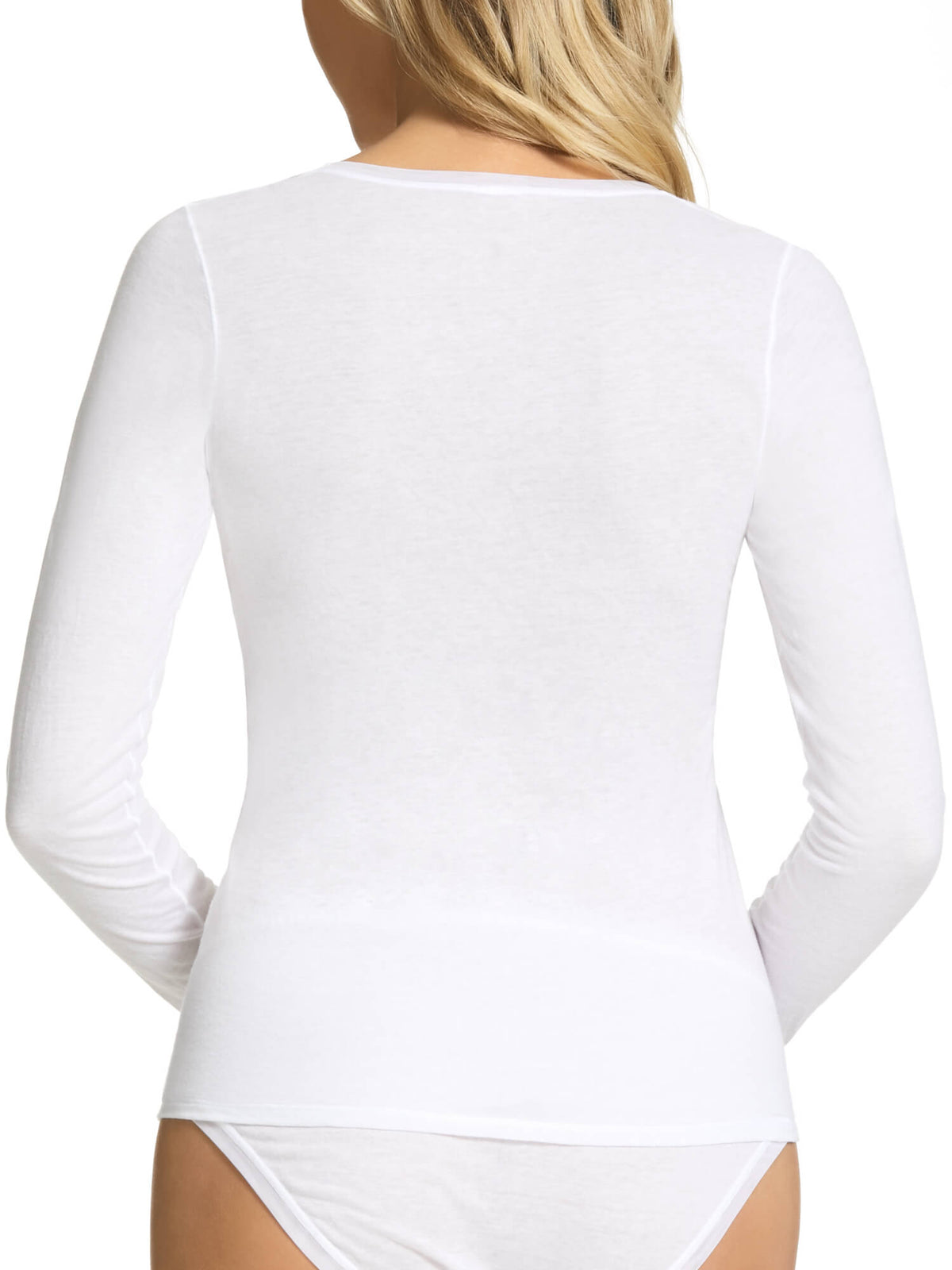 Pure Cotton Long Sleeve Top - White - Kayser Lingerie