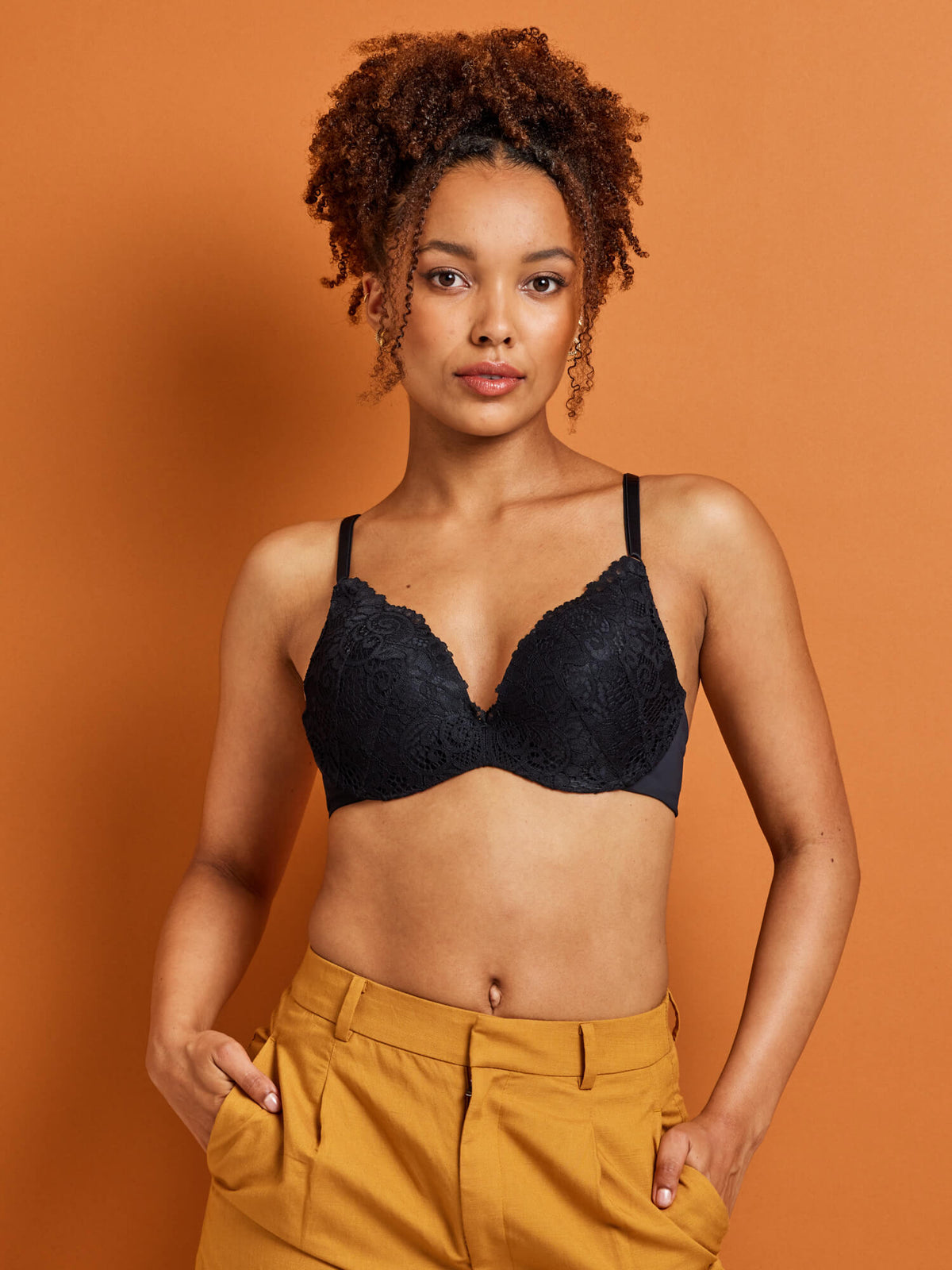 Be Real Lace Push-up Bra in Black by Kayser Lingerie