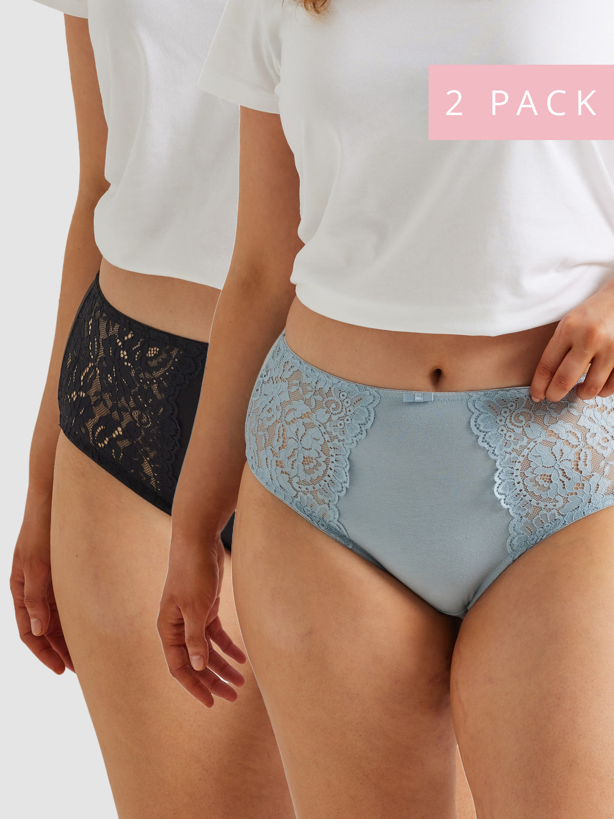 2 Pack Daily Essentials Stretch Lace &amp; Cotton Full Brief (219)