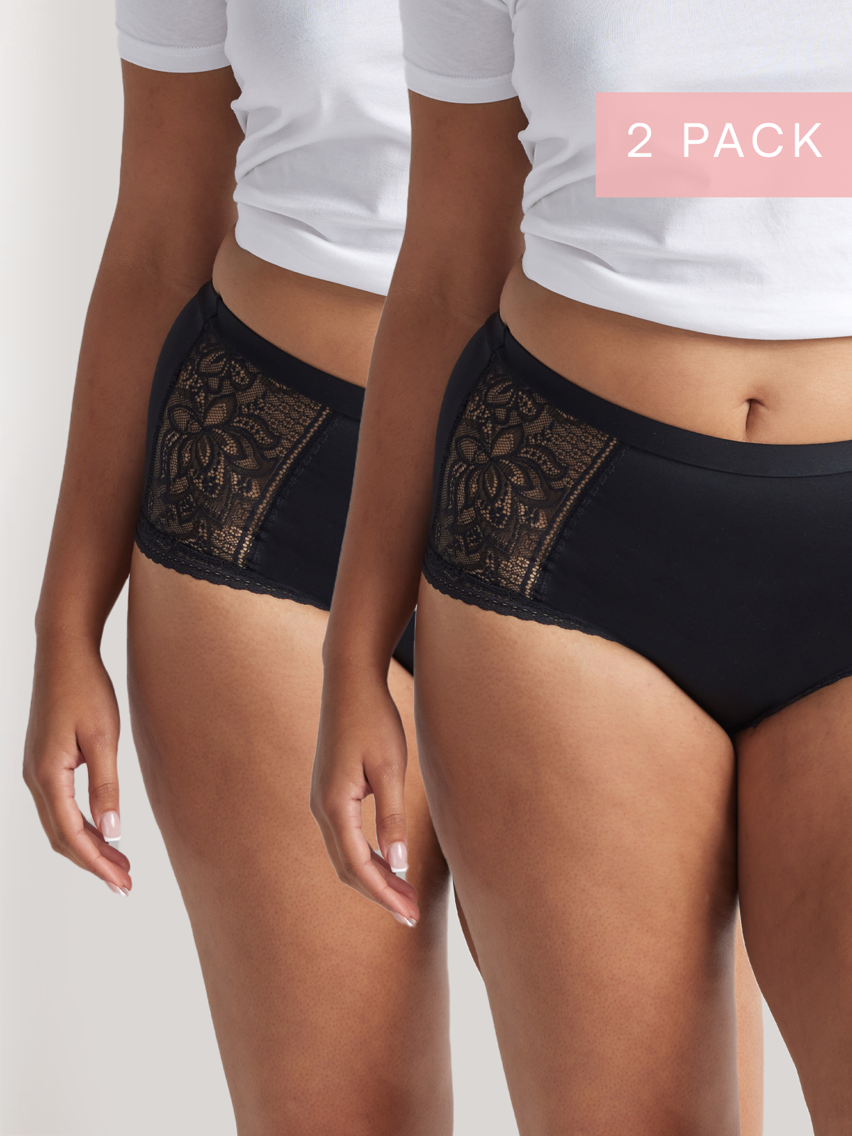 2 Pack Elevated Lace & Micro Full Brief in Black by Kayser Lingerie