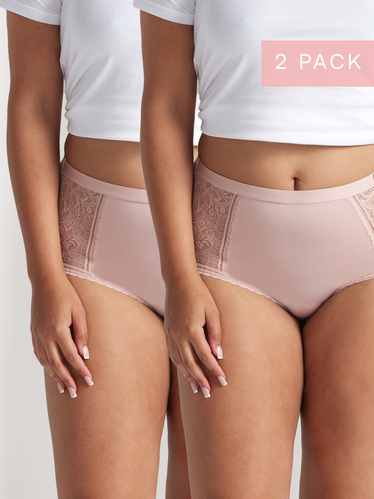 2 Pack Elevated Lace & Micro Full Brief in Blush by Kayser Lingerie
