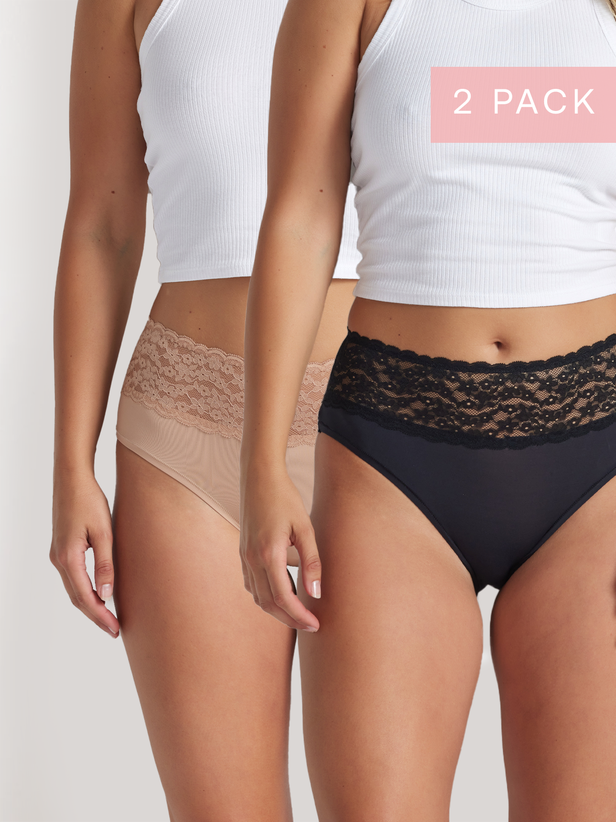 2 Pack Glowlights Hi Rise in Black & Hazelnut by Kayser Lingerie