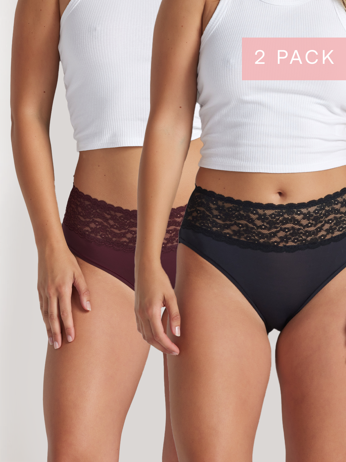 2 Pack Glowlights Hi Rise in Black & Windsor Wine by Kayser Lingerie