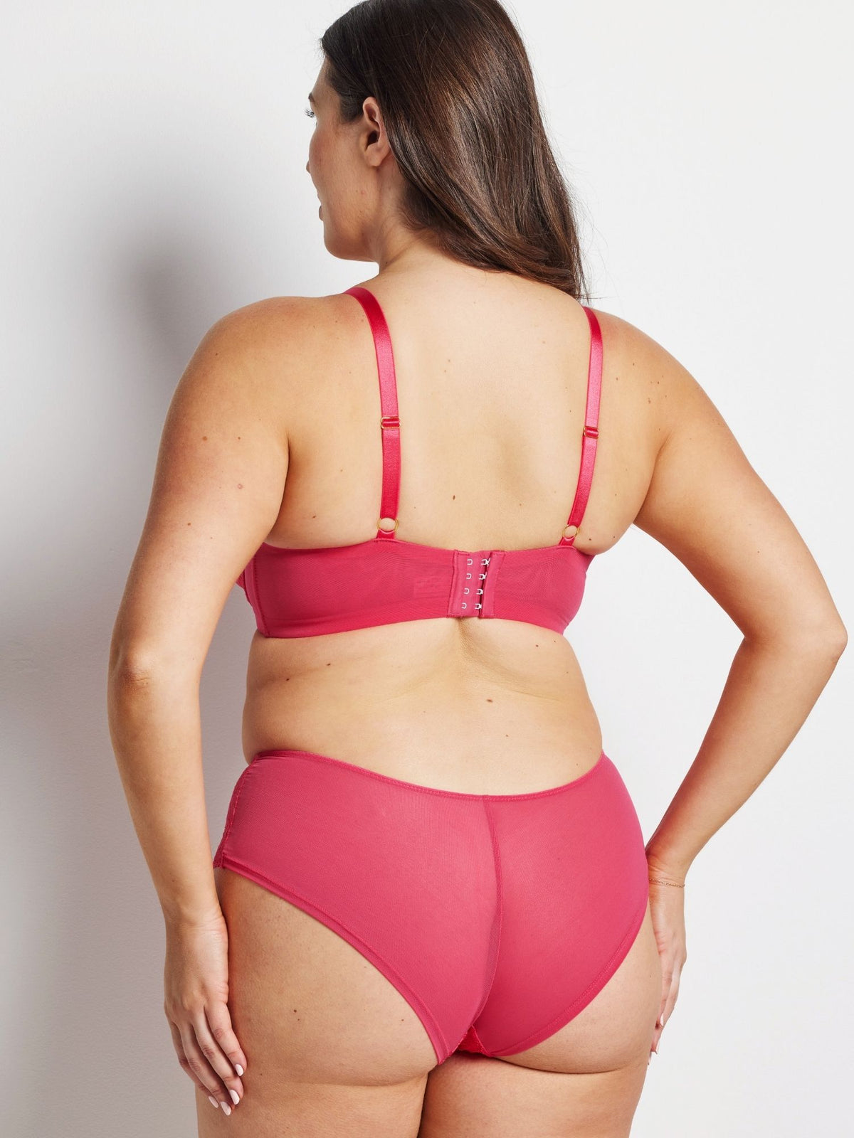 Kayser After Dark Cosmic Nights Short in Raspberry Pink – back view showing lace and full coverage