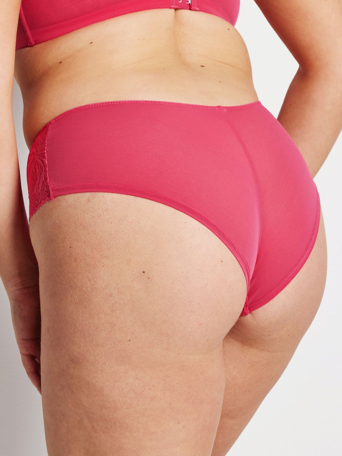 Kayser After Dark Cosmic Nights Short in Raspberry Pink – back close-up highlighting lace and mesh