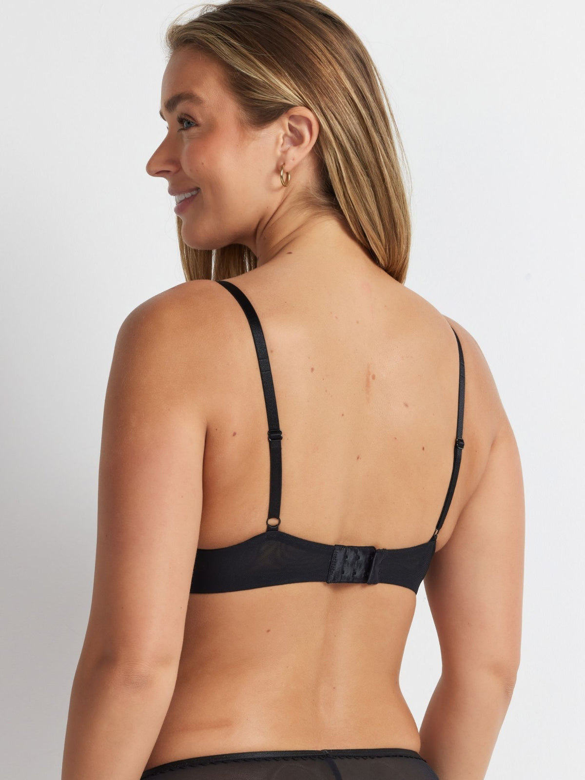 Back view of the After Dark Twilight Dream Push Up Bra showing adjustable straps and a secure hook-and-eye closure.