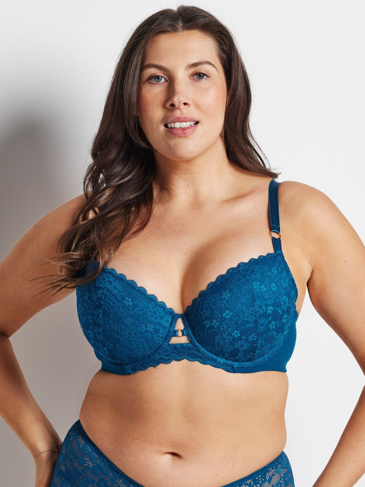 Be Free Lace DD+ Balconette Bra in Blue Coral by Kayser Lingerie