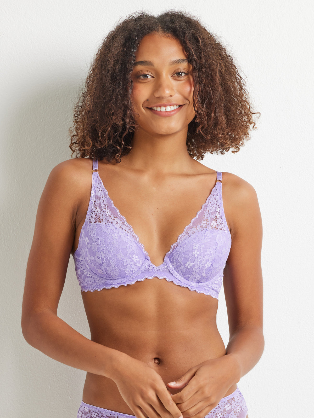 Be Free High Apex Plunge Bra in Verbena Purple - Kayser Lingerie