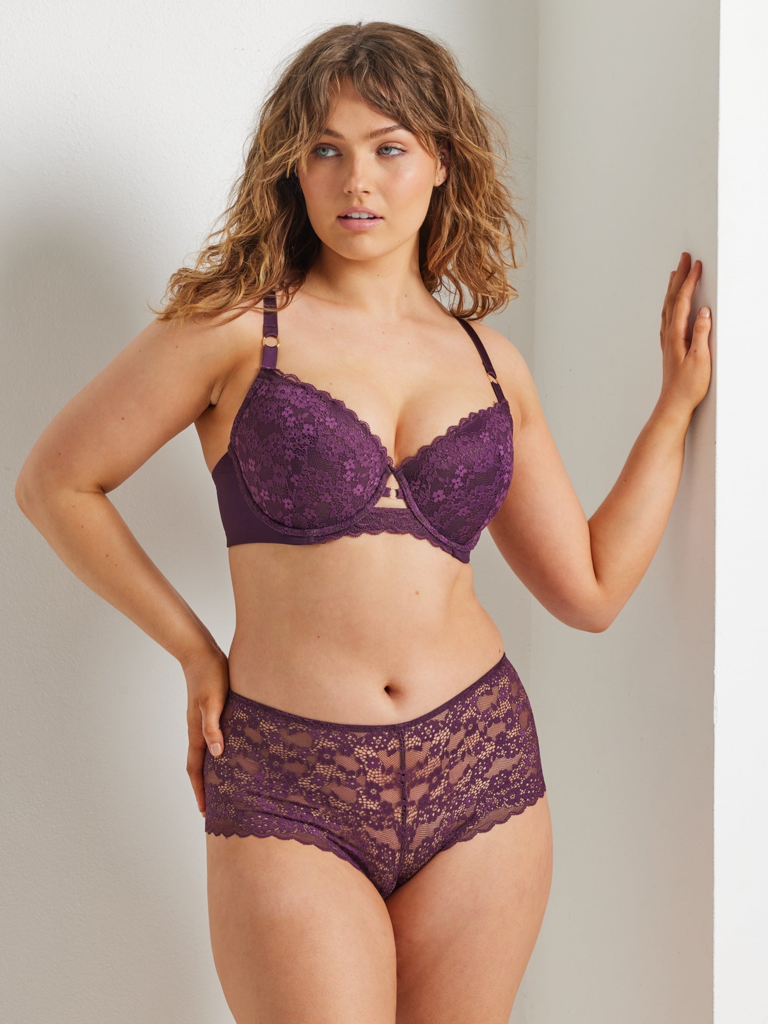 Be Free Lace Short Brief in Midnight Plum by Kayser Lingerie