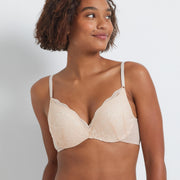 NEW Be Real Smooth Lace Plunge Push-Up Bra in Nude by Kayser Lingerie