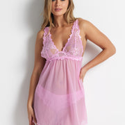 Frankie in the Bubble Gum Brazilian Babydoll Chemise by Kayser Lingerie