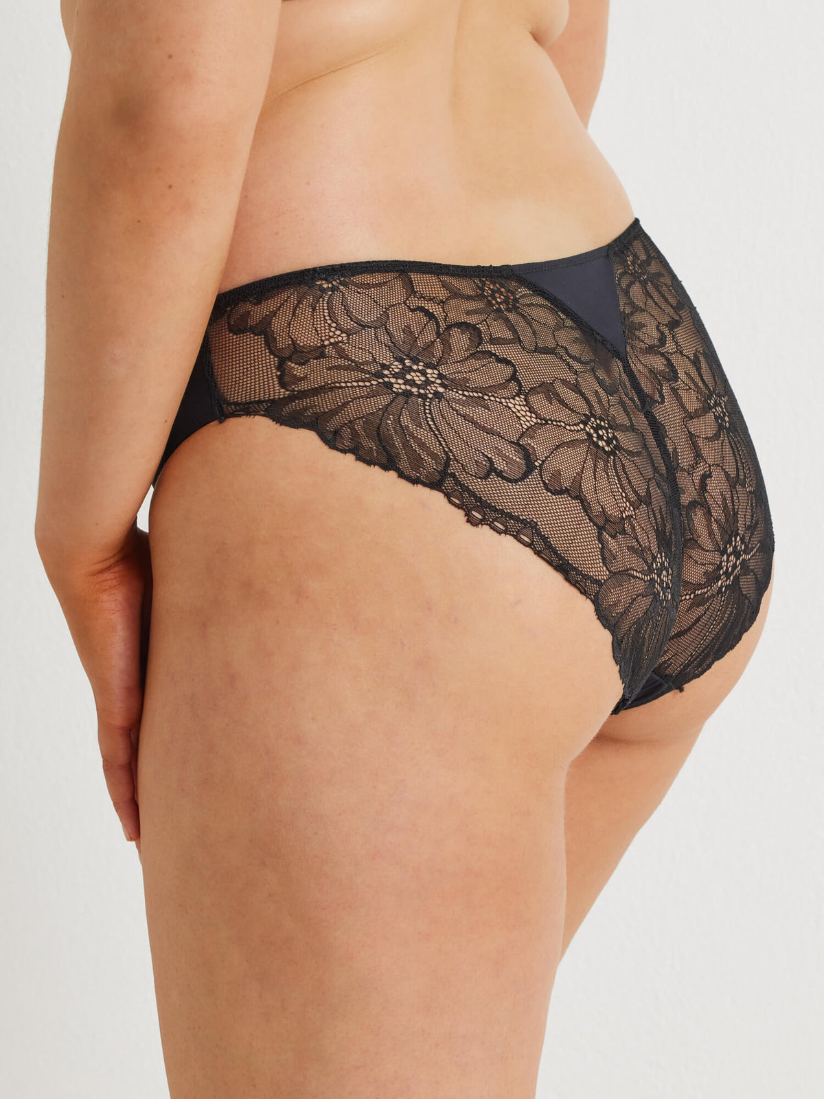 Galloon Lace Back Cheeky Bikini Brief in Black by Kayser Lingerie