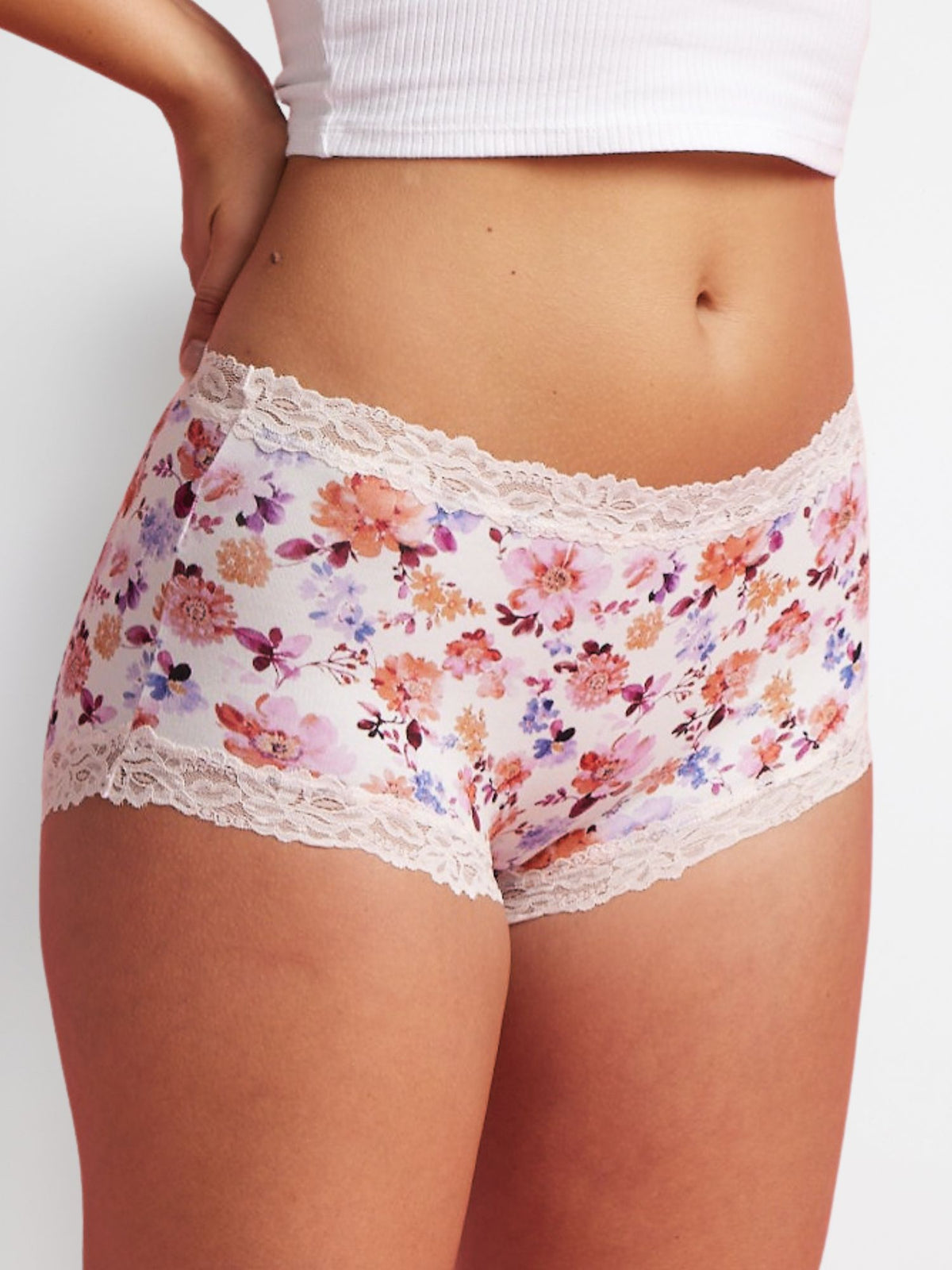Cotton Full Brief summer floral with full-coverage cotton back