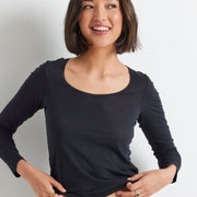 Pure Cotton Long Sleeve Black Layering Top by Kayser Lingerie