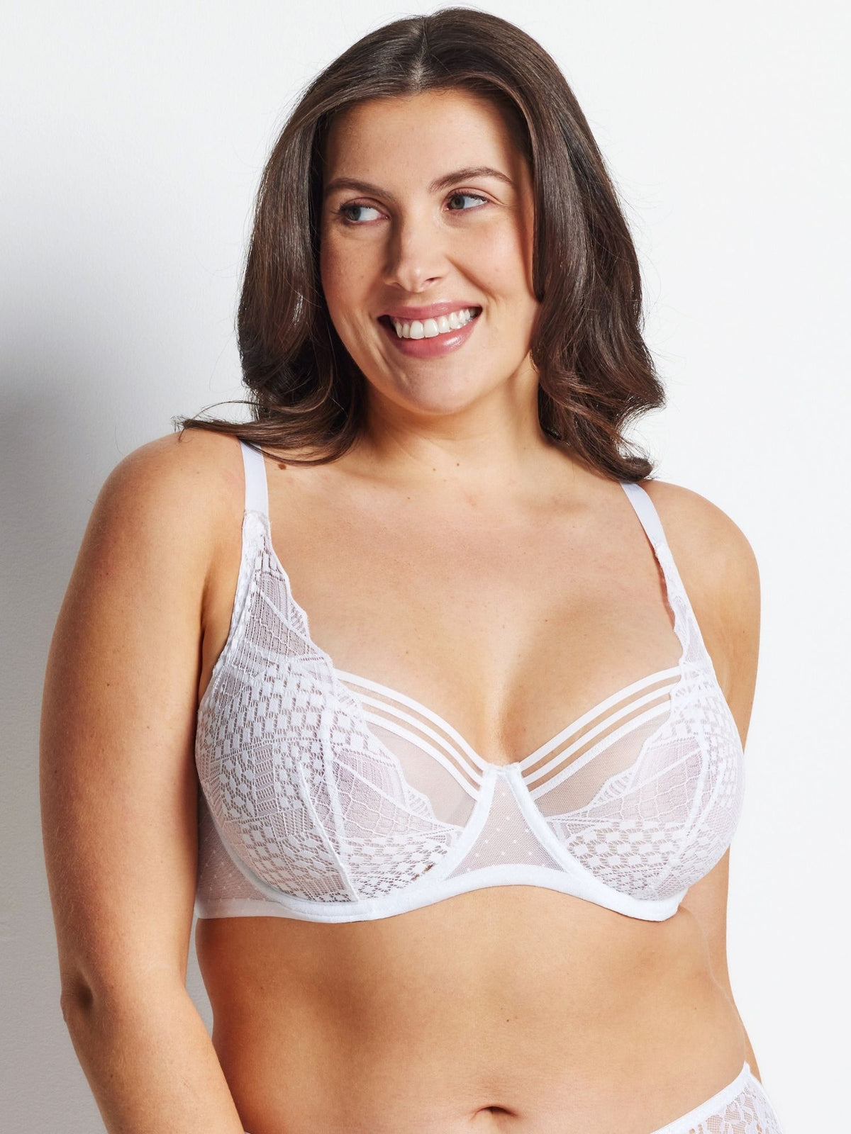 Hold Up Epic Lace Underwire Bra in White by Kayser Lingerie