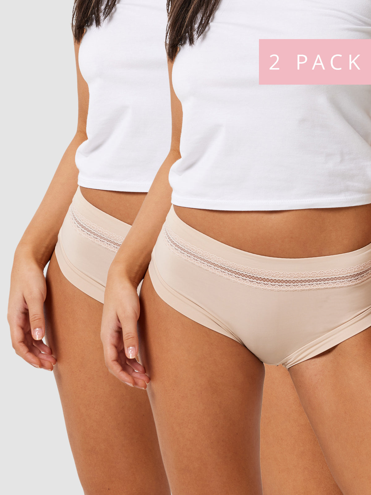 2 Pack Insanely Comfy Mid Rise in Honey Beige | Kayser Lingerie