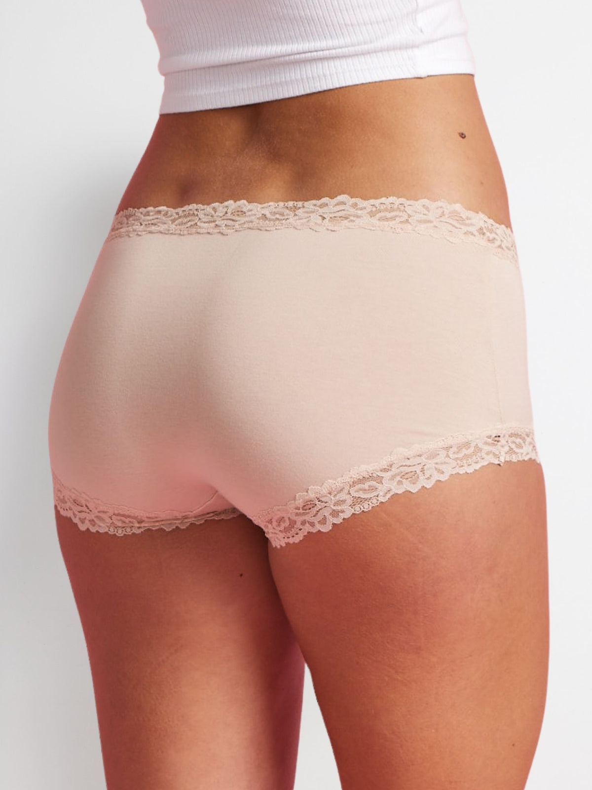 Marais Micro Full Brief honey microfibre back with lace trim
