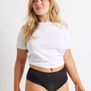 Sleek & Smooth Lace & Micro Hi Cut Brief in black by Kayser Lingerie