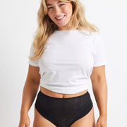 Sleek & Smooth Lace & Micro Mid Rise Knicker in Black by Kayser Lingerie