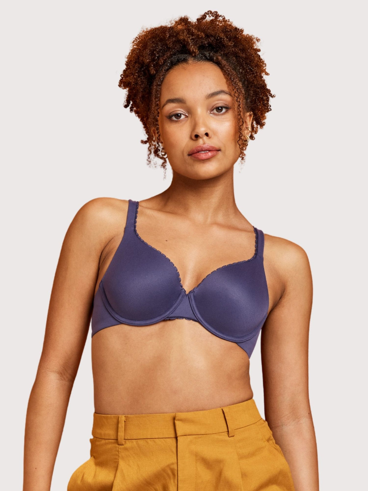 Comfort Lace Trim T-Shirt Bra in Charcoal by Kayser Lingerie
