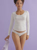 Pure Cotton Long Sleeve Top - White - Kayser Lingerie
