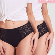 2 Pack 219 Daily Essentials Stretch Lace & Cotton Full Brief in Black by Kayser Lingerie