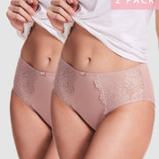 2 Pack Cotton & Lace Full Brief in Blush - Kayser Lingerie