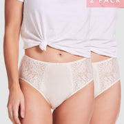 2 Pack Daily Essentials Stretch Lace & Cotton Full Brief (219)