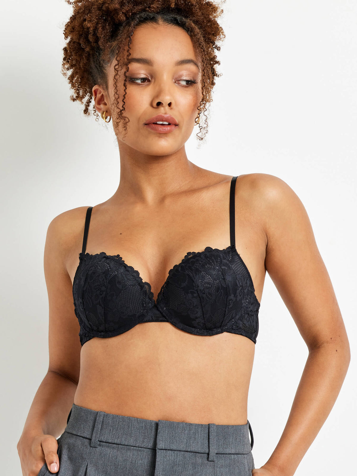 Brazilian Lace Black Push Up Bra - Kayser Lingerie